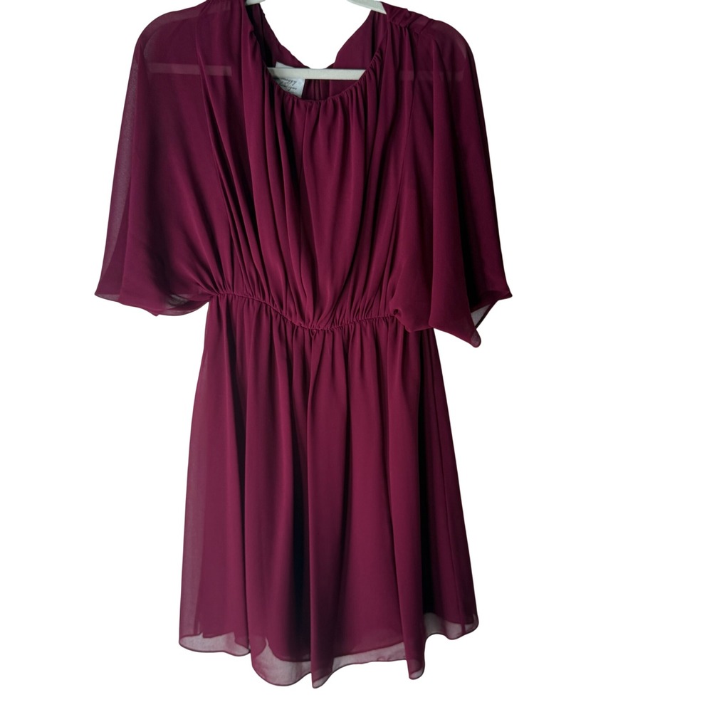Suzi Chin‎ Maggy Wine Red Chiffon Flutter Sleeve Vamp Dress 2 Whimsigoth